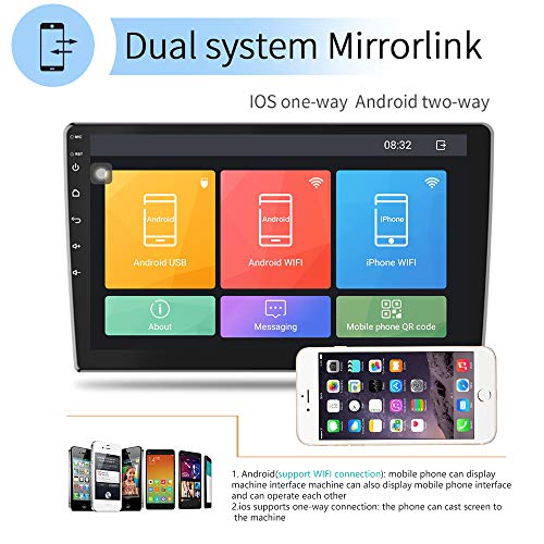 Hikity 10.1 Android Car Stereo Double Din Inch Touch 1G+16G, Black