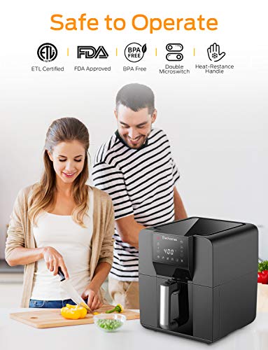 Elechomes Air Fryer, 6.3 QT Large Fryer Oven 11.6x15.1x13.9 inch, Black