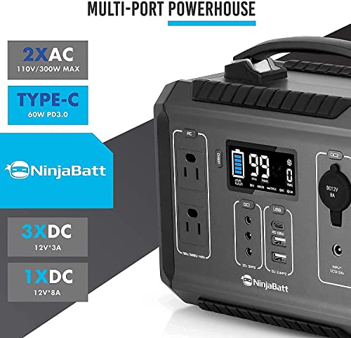 NinjaBatt Portable Power Station, 280Wh Backup Lithium Battery with 300W