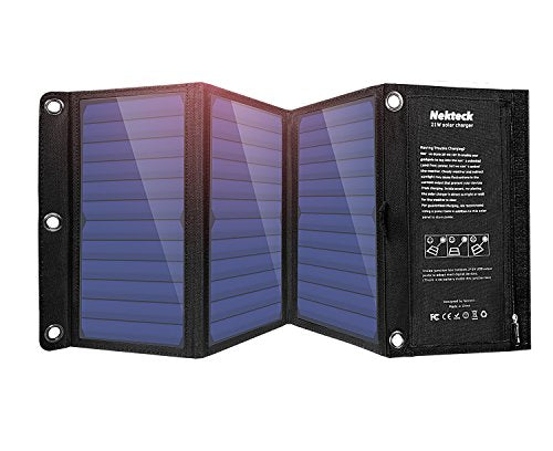 Nekteck 21W Portable Solar Panel Charger, Waterproof Camping Gear Solar...
