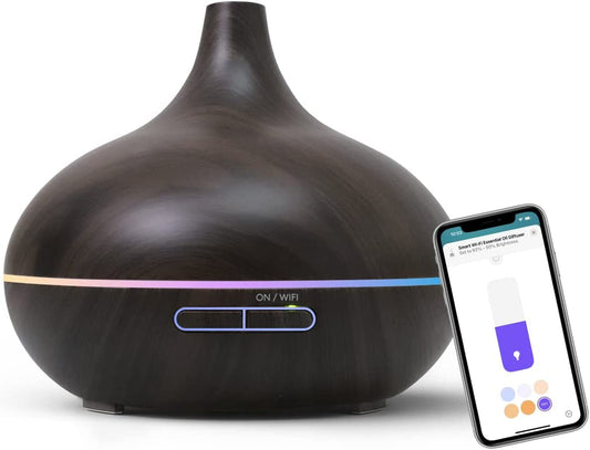 Meross Smart WiFi Essential Oil Diffuser Works with Dark Wood Grain