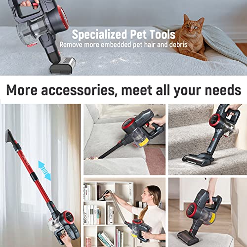 Fabuletta 10-in-1 Cordless Vacuum Cleaner - 24Kpa 250W Brushless Motor Red