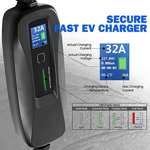 Morec 40Amp EV Charger Level 2 NEMA14-50 220V-240V Portable PCD040, with LCD