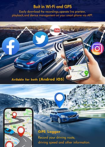 Dual Dash Cam Built-in WiFi GPS Front 4K/2.5K and Rear 1080P Dash...