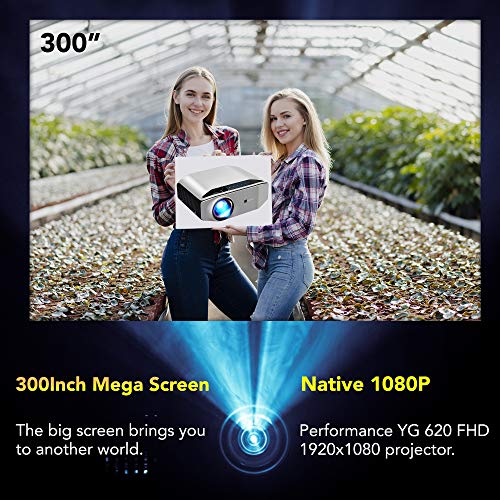 GooDee Portable Outdoor Movie Projector – Native 1080P Home Theater Silver