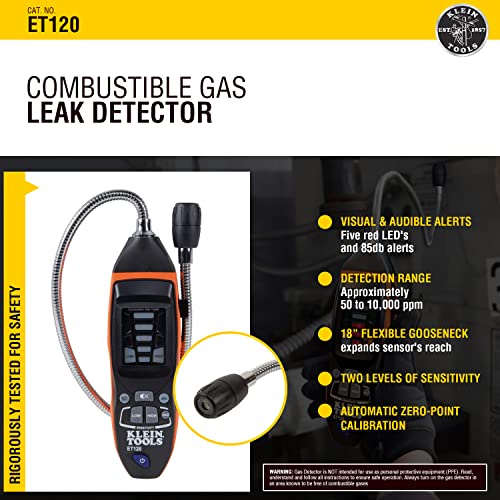 Klein Tools ET120 Gas Leak Detector, Combustible One Size, Black