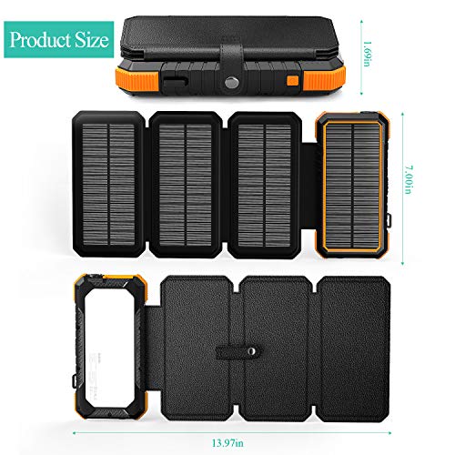 BLAVOR Solar Charger with Foldable Panels, Outdoor Power Bank 18W Fast Orange