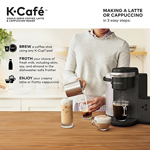 Keurig K-Cafe Single-Serve K-Cup Coffee Maker, 1 Count (Pack of 1), Charcoal