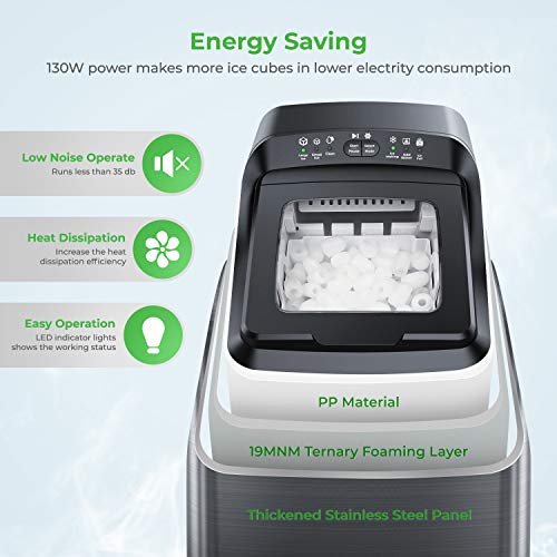 Dreamiracle Ice Maker Machine for L 15.75×W 9.69×H 16.93 in, Black