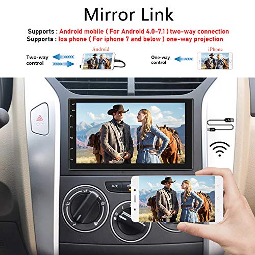 Hikity Double Din Android Car Stereo with GPS 7 Inch Touch 1G+16G, Black