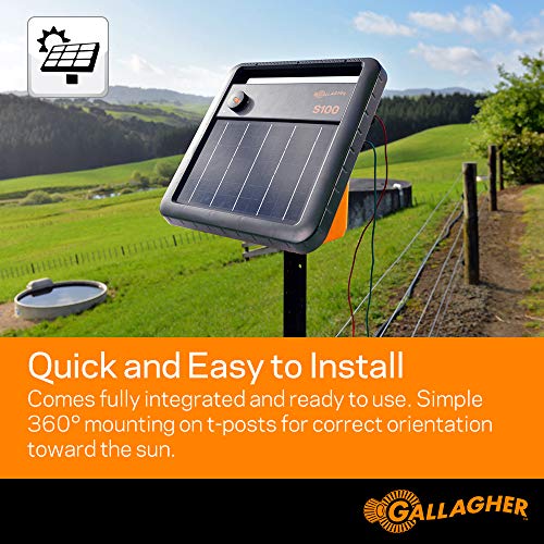 Gallagher S100 Solar Electric Fence Charger | Powers Up to 30 Mile / 100...