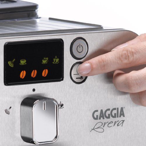 Gaggia Brera Super Automatic Espresso Machine in Black. Pannarello Wand Black