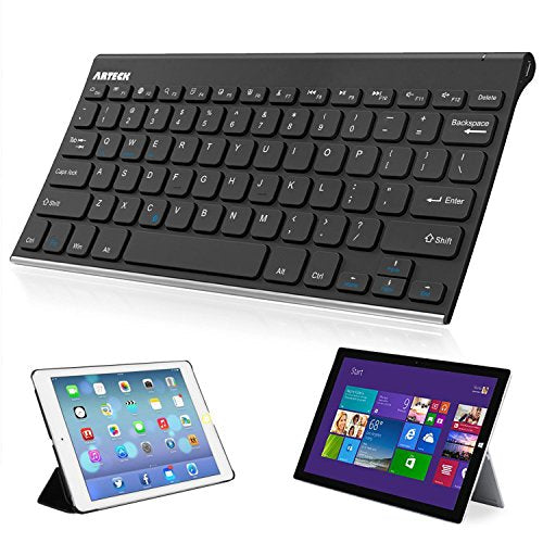 Bluetooth Keyboard, Arteck Stainless Steel Universal Portable Wireless Black
