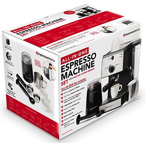 EspressoWorks 7 Pc All-In-One 9.75L x 11.5H x 9.0W, Black, Stainless Steel