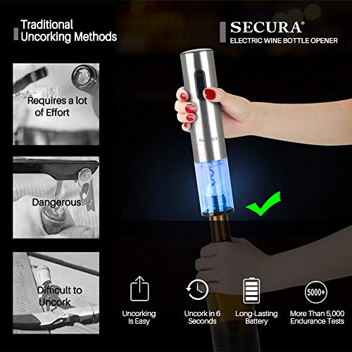 Secura Electric Wine Opener, Automatic Stainless Steel