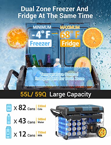 Rock&Rocker Car Refrigerator, 12 Volt Refrigerator Portable Blue