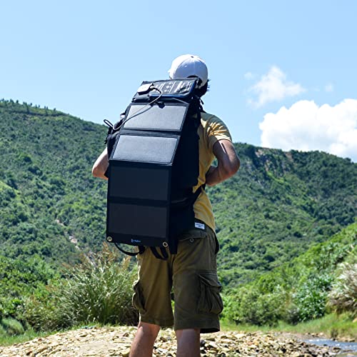 BigBlue 28W SunPower Solar Panel with Digital Ammeter, Portable Black