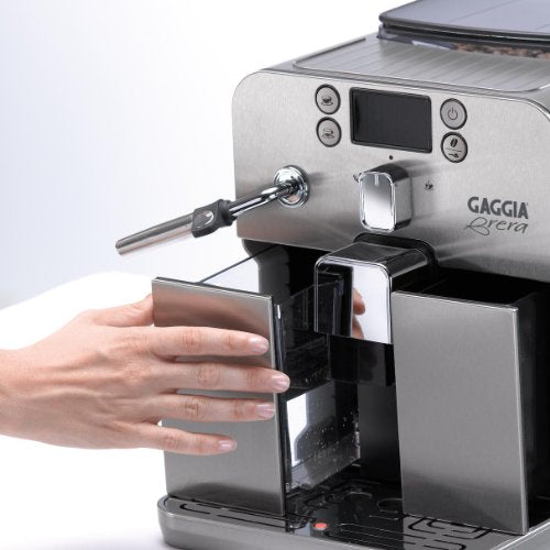 Gaggia Brera Super Automatic Espresso Machine in Black. Pannarello Wand Black