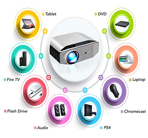 GooDee Portable Outdoor Movie Projector – Native 1080P Home Theater Silver