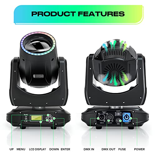 U`King Moving Head Lights DJ 150W Spotlights 15 Gobos 13 Colors White