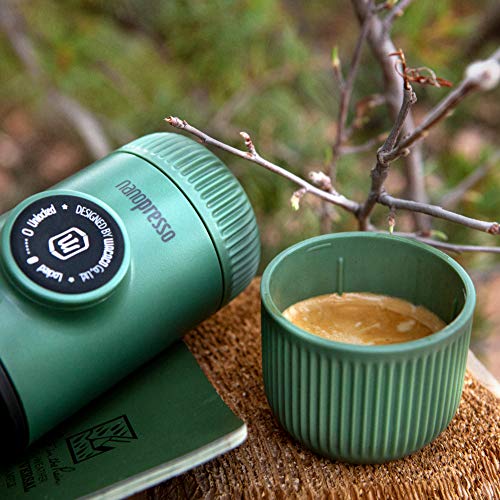 WACACO Nanopresso Portable Espresso Maker Bundled with Protective Moss Green