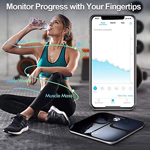 Digital Scale, Runcobo Wi-Fi Bluetooth Auto, 1 Count (Pack of 1), Black