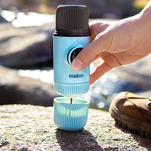 WACACO Nanopresso Portable Espresso Maker Bundled with Protective Arctic Blue
