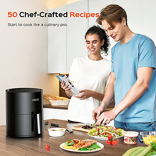 Dreo Air Fryer - 100℉ to 450℉, 4 Quart Hot Oven Cooker with 50 4L, Black