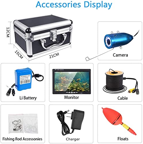 Portable Underwater Fishing Camera with Depth 49FT without DVR, black