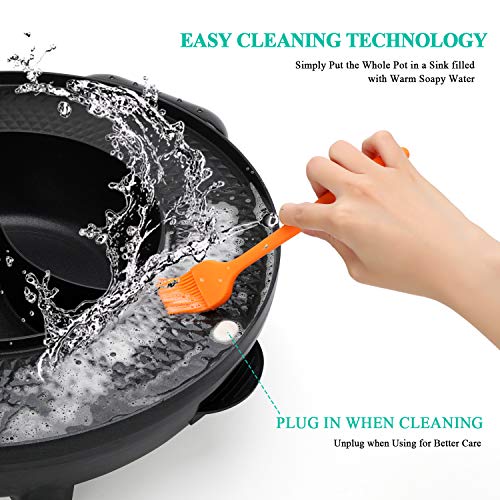 Food Party 2 in 1 Electric Smokeless Grill and Hot Pot Black