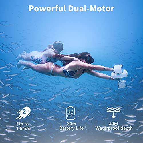 sublue WhiteShark Mix Underwater Scooter Dual Propellers with SpaceBlue