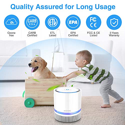 KOIOS Air Purifier, Indoor Cleaner with 3-in-1 True HEPA Filter for Home...