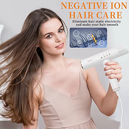 Professional Hair Dryer, Brushless Motor, Foldable Blow Dryers White
