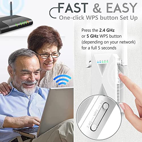 1.2Gbps Dual Band WiFi Extender Signal Range Booster, 5G / 2.4Ghz White