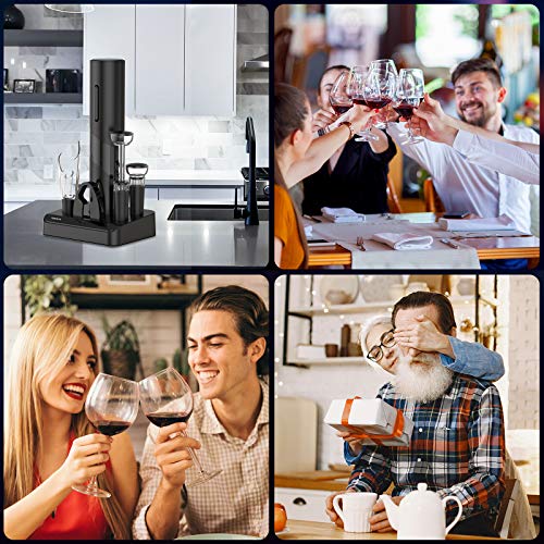 Electric Wine Opener Set, TEBIKIN Automatic Bottle Openers, Black
