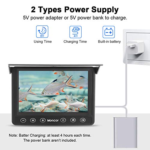 MOOCOR Underwater Fishing Camera, Portable Fish 4.3 Inch w/ Infrared 15m