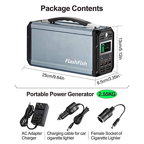 300W Solar Generator, FlashFish 60000mAh Portable 222Wh Generator