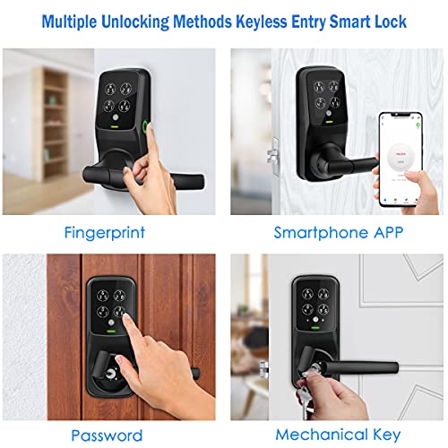 Lockly PGD628FMB, Fingerprint Bluetooth Keyless Entry Door Smart Matte Black