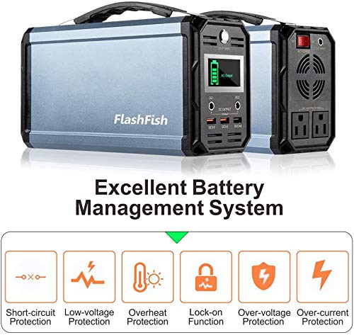 300W Solar Generator, FlashFish 60000mAh Portable 222Wh Generator