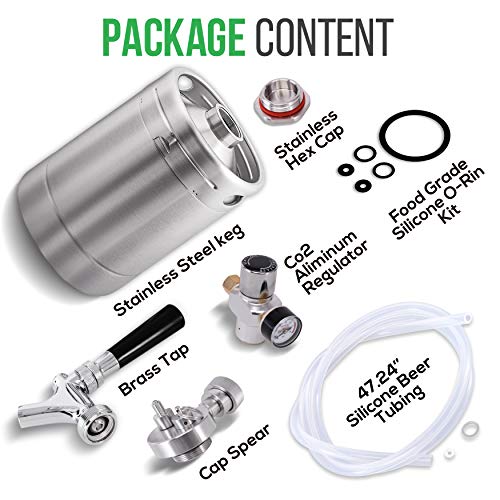 NutriChef Double Walled System-64oz Stainless Steel Growler Tap Portable...