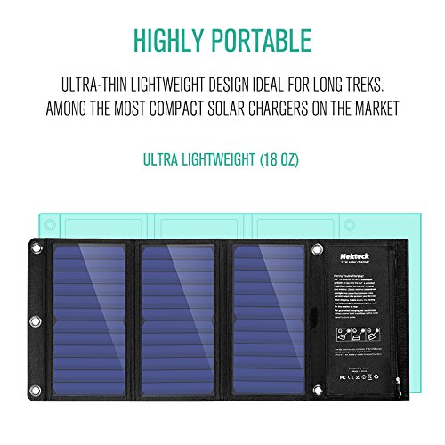 Nekteck 21W Portable Solar Panel Charger, Waterproof Camping Gear Solar...