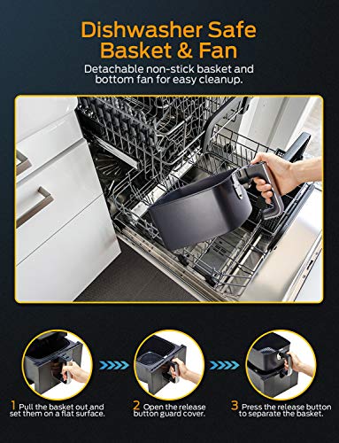 Elechomes Air Fryer, 6.3 QT Large Fryer Oven 11.6x15.1x13.9 inch, Black