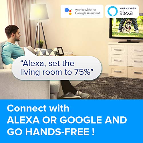 Alexa Certified Smart Dimmer LED Wall Switch with White Faceplate Compatible...