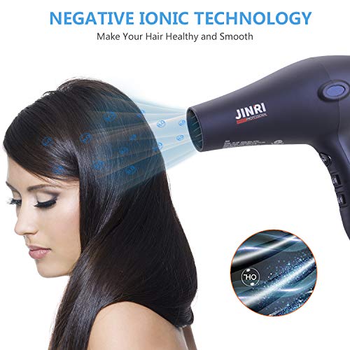 Professional Ceramic Tourmaline Hair Dryer 1875 Watt Fast 4 Piece Set, Black