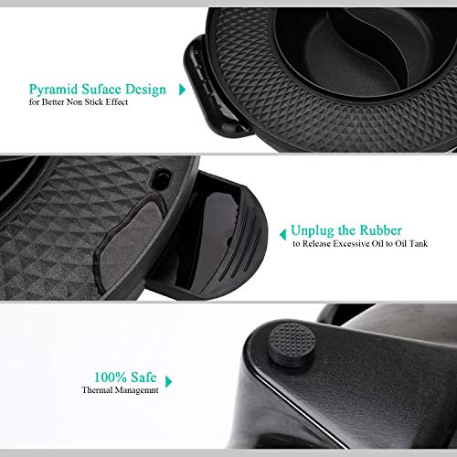 Food Party 2 in 1 Electric Smokeless Grill and Hot Pot Black