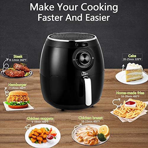 Air Fryer XL, 5.8 QT Electric Hot With Temperature Control A-Black