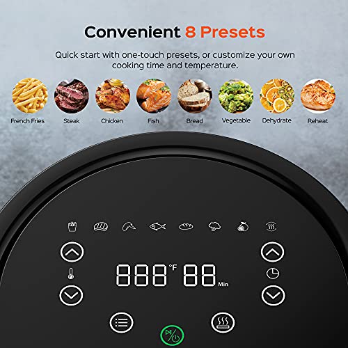 Dreo Air Fryer - 100℉ to 450℉, 4 Quart Hot Oven Cooker with 50 4L, Black