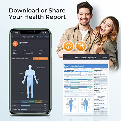 Body Fat Scale, Sportneer Smart Scale 8 Electrodes Accurate Digital Body...