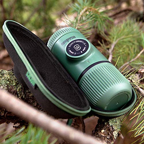 WACACO Nanopresso Portable Espresso Maker Bundled with Protective Moss Green