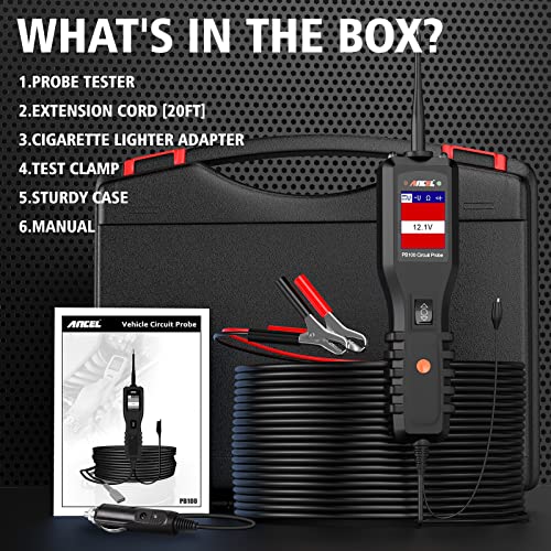 ANCEL PB100 Automotive Power Circuit Probe Tester, 12V 24V Car Black